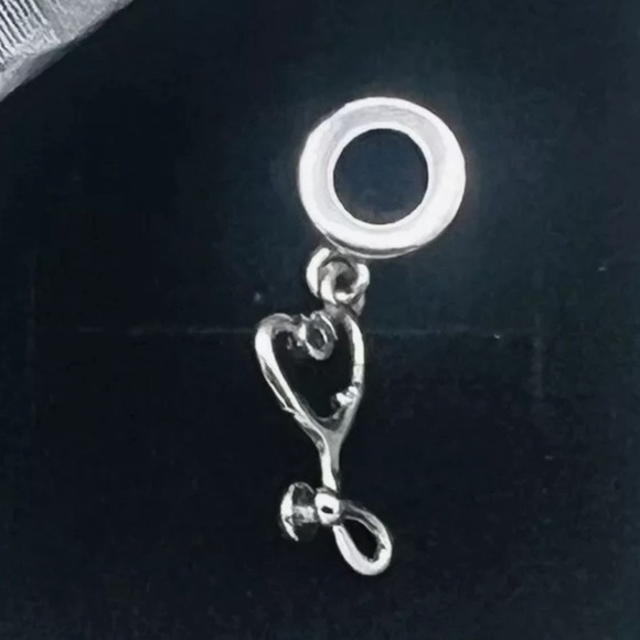 New ♥️ Heart Stethoscope Dangle Charm S925 Sterling Silver Fits Pandora Jewlery - Picture 2 of 9